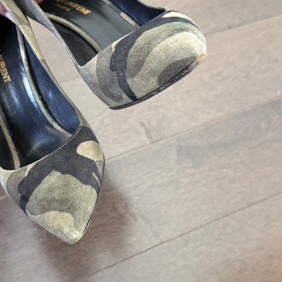 Saint Laurent Black and Gray Camouflage Heels - Picture 6 of 6